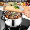 imageEfar 6 QT Stainless Steel Pot Stock Cooking Pot with Visible Lid for Simmering Soup Pasta TriPly Thick Base for Induction Gas Dual Silicone Handles for Heat Proof NonToxic ampamp Dishwasher Safe4 Quart
