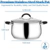 imageEfar 6 QT Stainless Steel Pot Stock Cooking Pot with Visible Lid for Simmering Soup Pasta TriPly Thick Base for Induction Gas Dual Silicone Handles for Heat Proof NonToxic ampamp Dishwasher Safe5 Quart
