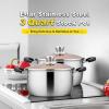 imageEfar 6 Quart Stock Pot Stainless Steel Metal Soup Pot with Glass Lid for Cooking Healthy ampamp Rust Free Heavy Duty ampamp Dishwasher Safe3 Quart