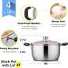 imageEfar 6 Quart Stock Pot Stainless Steel Metal Soup Pot with Glass Lid for Cooking Healthy ampamp Rust Free Heavy Duty ampamp Dishwasher Safe4 Quart