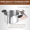 imageEfar 6 Quart Stock Pot Stainless Steel Metal Soup Pot with Glass Lid for Cooking Healthy ampamp Rust Free Heavy Duty ampamp Dishwasher Safe5 Quarts