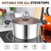 imageEfar 6 Quart Stock Pot Stainless Steel Metal Soup Pot with Glass Lid for Cooking Healthy ampamp Rust Free Heavy Duty ampamp Dishwasher Safe5 Quarts