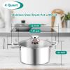 imageEfar 6 Quart Stock Pot TriPly Stainless Steel Cooking Pot with Glass Lid and Riveted Handles Metal Pasta Soup Pot for Induction Ceramic Electric Gas Stoves Heavy Duty ampamp Dishwasher Safe4 Quarts