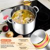 imageEfar 6 Quart Stock Pot TriPly Stainless Steel Cooking Pot with Glass Lid and Riveted Handles Metal Pasta Soup Pot for Induction Ceramic Electric Gas Stoves Heavy Duty ampamp Dishwasher Safe12 Quarts