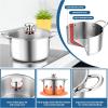 imageEfar 6 Quart Stock Pot TriPly Stainless Steel Cooking Pot with Glass Lid and Riveted Handles Metal Pasta Soup Pot for Induction Ceramic Electric Gas Stoves Heavy Duty ampamp Dishwasher Safe6 Quarts