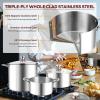 imageEfar 6 Quart Stock Pot TriPly Stainless Steel Cooking Pot with Glass Lid and Riveted Handles Metal Pasta Soup Pot for Induction Ceramic Electric Gas Stoves Heavy Duty ampamp Dishwasher Safe8 Quarts