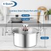 imageEfar 6 Quart Stock Pot TriPly Stainless Steel Cooking Pot with Glass Lid and Riveted Handles Metal Pasta Soup Pot for Induction Ceramic Electric Gas Stoves Heavy Duty ampamp Dishwasher Safe6 Quarts