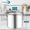imageEfar 6 Quart Stock Pot TriPly Stainless Steel Cooking Pot with Glass Lid and Riveted Handles Metal Pasta Soup Pot for Induction Ceramic Electric Gas Stoves Heavy Duty ampamp Dishwasher Safe10 Quarts