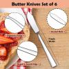 imageEfar Butter Spreader Knife Set of 6 7Inch Stainless Steel Cheese Dessert Knives for Kitchen Restaurant Party Mirror SilverMirror Silver