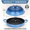 imageEfar Dutch Oven for Sourdough Bread Baking 6 Qt Round Enameled Cast Iron Dutch Oven for Homemade Artisan Bread Dome Lid ampamp Shallow Base Matte Black Interior ampamp Durable OvenSafe to 500 BlueBlue