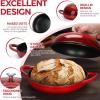 imageEfar Dutch Oven for Sourdough Bread Baking 6 Qt Round Enameled Cast Iron Dutch Oven for Homemade Artisan Bread Dome Lid ampamp Shallow Base Matte Black Interior ampamp Durable OvenSafe to 500 BlueRed