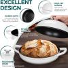 imageEfar Dutch Oven for Sourdough Bread Baking 6 Qt Round Enameled Cast Iron Dutch Oven for Homemade Artisan Bread Dome Lid ampamp Shallow Base Matte Black Interior ampamp Durable OvenSafe to 500 BlueWhite
