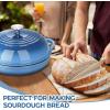imageEfar Dutch Oven for Sourdough Bread Baking 6 Qt Round Enameled Cast Iron Dutch Oven for Homemade Artisan Bread Dome Lid ampamp Shallow Base Matte Black Interior ampamp Durable OvenSafe to 500 BlueBlue