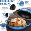 imageEfar Dutch Oven for Sourdough Bread Baking 6 Qt Round Enameled Cast Iron Dutch Oven for Homemade Artisan Bread Dome Lid ampamp Shallow Base Matte Black Interior ampamp Durable OvenSafe to 500 BlueBlue