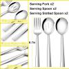 imageEfar Matte Black Serving Utensils Set of 6 Stainless Steel 87 Inch Hostess Serving Set Including MetalSlotted Spoons Forks for Party Buffet Catering Square Edge ampamp Rust FreeSilver