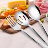 imageEfar Matte Black Serving Utensils Set of 6 Stainless Steel 87 Inch Hostess Serving Set Including MetalSlotted Spoons Forks for Party Buffet Catering Square Edge ampamp Rust FreeSilver