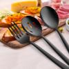 imageEfar Matte Black Serving Utensils Set of 6 Stainless Steel 87 Inch Hostess Serving Set Including MetalSlotted Spoons Forks for Party Buffet Catering Square Edge ampamp Rust FreeMatte Black