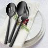 imageEfar Matte Black Serving Utensils Set of 6 Stainless Steel 87 Inch Hostess Serving Set Including MetalSlotted Spoons Forks for Party Buffet Catering Square Edge ampamp Rust FreeMatte Black