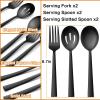 imageEfar Matte Black Serving Utensils Set of 6 Stainless Steel 87 Inch Hostess Serving Set Including MetalSlotted Spoons Forks for Party Buffet Catering Square Edge ampamp Rust FreeMatte Black