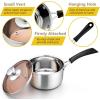 imageEfar Saucepan with Lid Max Capacity 2 Quart Stainless Steel Sauce Pot with Glass Lid for Cooking Easy Clean ampamp Rust Free Dishwasher SafeStainless Steel