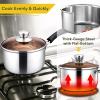 imageEfar Saucepan with Lid Max Capacity 2 Quart Stainless Steel Sauce Pot with Glass Lid for Cooking Easy Clean ampamp Rust Free Dishwasher SafeStainless Steel