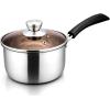 imageEfar Saucepan with Lid Max Capacity 2 Quart Stainless Steel Sauce Pot with Glass Lid for Cooking Easy Clean ampamp Rust Free Dishwasher SafeStainless Steel
