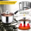 imageEfar Saucepan with Lid Max Capacity 2 Quart Stainless Steel Sauce Pot with Glass Lid for Cooking Easy Clean ampamp Rust Free Dishwasher SafeStainless Steel