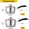 imageEfar Saucepan with Lid Max Capacity 2 Quart Stainless Steel Sauce Pot with Glass Lid for Cooking Easy Clean ampamp Rust Free Dishwasher SafeStainless Steel