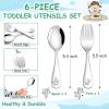 imageEfar Stainless Steel Kids Forks 6Piece Toddlers Forks Safe for PreschoolerChildren Hammered Adult look ampamp Small Size Rust Free ampamp Dishwasher SafeAnimal Spoons  Forks