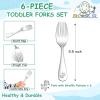 imageEfar Stainless Steel Kids Forks 6Piece Toddlers Forks Safe for PreschoolerChildren Hammered Adult look ampamp Small Size Rust Free ampamp Dishwasher SafeAnimal Forks