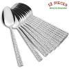 imageHammered Dinner Spoons Set of 6 Efar 79 Inch Stainless Steel Soup Spoons Tablespoons for Home Kitchen or Restaurant Nontoxic ampamp Mirror Polished Squared Edge ampamp Dishwasher Safe67 Inches