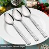 imageHammered Dinner Spoons Set of 6 Efar 79 Inch Stainless Steel Soup Spoons Tablespoons for Home Kitchen or Restaurant Nontoxic ampamp Mirror Polished Squared Edge ampamp Dishwasher Safe79 Inches