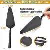 imageMatte Black Pie Server Set of 3 Efar 89 Inch Stainless Steel Cake Server Cutter for Pastry Cheese Pizza Serrated Edge with Square HandleMatte Black