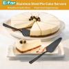 imageMatte Black Pie Server Set of 3 Efar 89 Inch Stainless Steel Cake Server Cutter for Pastry Cheese Pizza Serrated Edge with Square HandleMatte Black