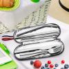 imageMatte Copper Travel Utensils with Case Efar 8Piece Reusable Travel Silverware Set Metal Portable Camping Cutlery Flatware Set Includes Knife Fork Spoon Chopsticks Straws Cleaning BrushSilver UtensilsGray Case