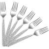 imageSalad Forks Set of 12 Efar 67 Inch Stainless Steel Hammered Dessert Forks for Home Kitchen or Restaurant Nontoxic ampamp Mirror Polished Squared Edge ampamp Dishwasher Safe79 Inches