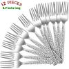 imageSalad Forks Set of 12 Efar 67 Inch Stainless Steel Hammered Dessert Forks for Home Kitchen or Restaurant Nontoxic ampamp Mirror Polished Squared Edge ampamp Dishwasher Safe67 Inches