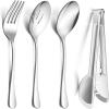 image12Piece Large Serving Utensils Set Efar Stainless Steel 98 Inch Serving Slotted Spoons 99 Inch Fork 94 Inch Tong for Buffet Catering Banquet Mirror Finish ampamp Dishwasher SafeSilver8