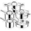 imageEfar 10Piece Stainless Steel Cookware Set Induction Pots and Pans Set with TriPly Base Nontoxic Kitchen Cooking Set wFrying Pan Saucepan Saute Pan Stockpot with Lids Oven ampamp Dishwasher Safe