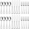 imageEfar 24Piece Hammered Forks Spoons and Knives Set Silverware Set for 8 Stainless Steel Square Flatware Set for Home Kitchen Restaurant Mirror Polished ampamp Dishwasher Safe24