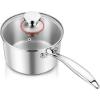 imageEfar 3Quart Saucepan TriPly Stainless Steel Sauce Pan with Glass Lid Small Cooking Induction Pot Compatible with All Cooktops Non Toxic Oven ampamp Dishwasher Safe2 Quarts