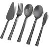 imageEfar 5Piece Serving Utensils Stainless Steel Square Edge Hostess Serving Set for Buffet Party Kitchen Restaurant Mirror Finished ampamp Dishwasher SafeMatte Black
