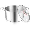 imageEfar 6 Quart Stock Pot TriPly Stainless Steel Cooking Pot with Glass Lid and Riveted Handles Metal Pasta Soup Pot for Induction Ceramic Electric Gas Stoves Heavy Duty ampamp Dishwasher Safe4 Quarts