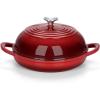 imageEfar Dutch Oven for Sourdough Bread Baking 6 Qt Round Enameled Cast Iron Dutch Oven for Homemade Artisan Bread Dome Lid ampamp Shallow Base Matte Black Interior ampamp Durable OvenSafe to 500 BlueRed