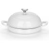 imageEfar Dutch Oven for Sourdough Bread Baking 6 Qt Round Enameled Cast Iron Dutch Oven for Homemade Artisan Bread Dome Lid ampamp Shallow Base Matte Black Interior ampamp Durable OvenSafe to 500 BlueWhite