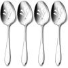 imageStainless Steel Slotted Serving Spoons Efar 4Piece Metal Tablespoons Hostess Serving Utensils Set for Catering Buffet Party Kitchen Restaurant Dishwasher SafeSlotted Spoons x 4