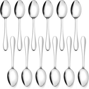 image12Piece Teaspoons Efar 67 Inches Stainless Steel Small Spoons for Home Kitchen Restaurant Mirror Polished ampamp Dishwasher SafeRaindrop Edged Handle