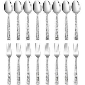 image24Piece Spoons and forks Set Efar Stainless Steel Pearled 12 Dinner Forks and 12 Dinner Spoons Modern Metal Silverware Flatware Cutlery for Kitchen and Restaurant Dishwasher Safe79 Inch16