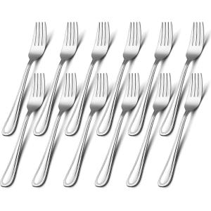imageDinner Forks Set of 12 Efar 79 Inch Stainless Steel Forks for Home Kitchen or Restaurant Nontoxic ampamp Mirror Polished Easy to Clean ampamp Dishwasher Safe67 Inches  Lines