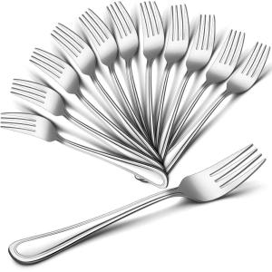 imageDinner Forks Set of 12 Efar 79 Inch Stainless Steel Forks for Home Kitchen or Restaurant Nontoxic ampamp Mirror Polished Easy to Clean ampamp Dishwasher Safe79 Inches  Lines